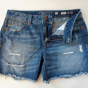 Miss Me Disressed Blue Denim Boyfriend Short
